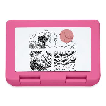 Soleil nocturne sur les vagues sur l’océan - Boîte à goûter - rose - Devant