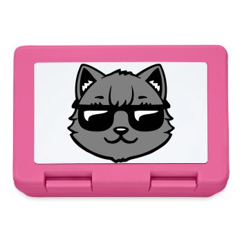 Katze Graue Sonnenbrille Cool Lässig Style Blick - Brotdose - Pink - Vorne