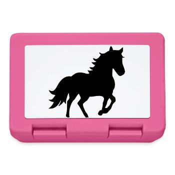 Chevaux Silhouettes T-shirt Cadeau Cavalier - Boîte à goûter - rose - Devant