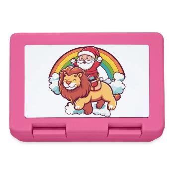 Löwe Weihnachtsmann Weihnachten - Brotdose - Pink - Vorne