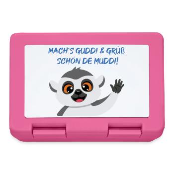 Lemur Grüßt Muddi Liebevoll - Brotdose - Pink - Vorne