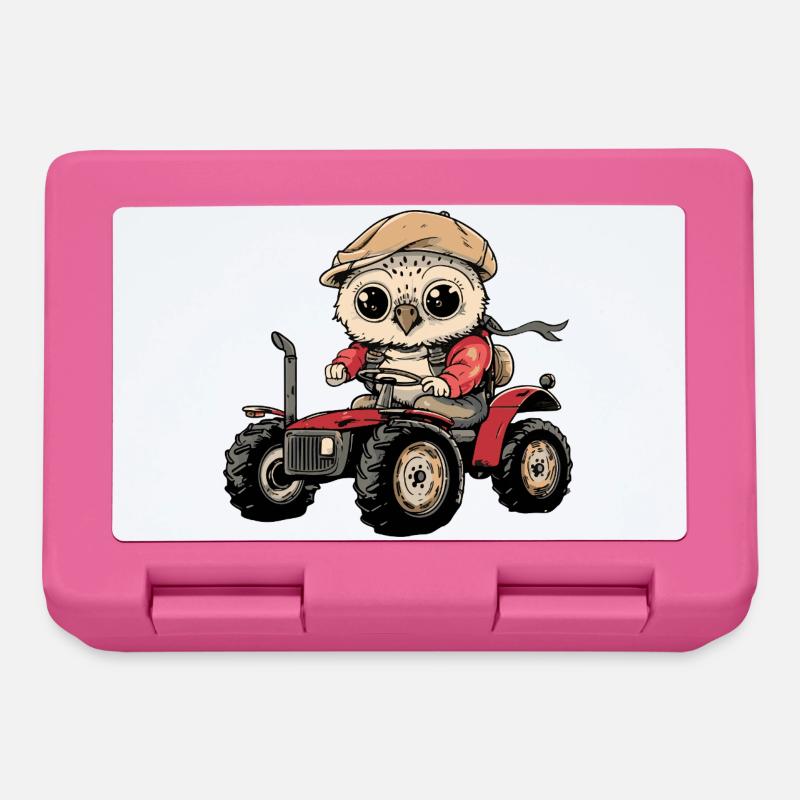 Eule Traktor Farmer - Brotdose - Pink