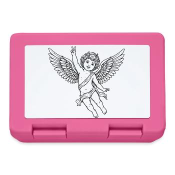 Fröhlicher Friedens-Engel mit Peace-Zeichen - Brotdose - Pink - Vorne
