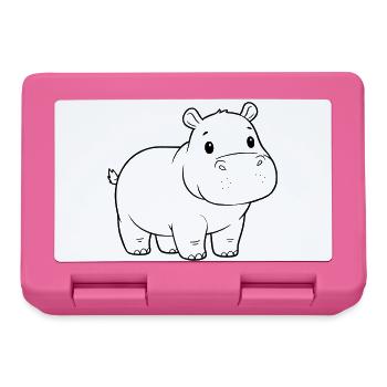 Süßes Baby Nilpferd Comic Outline - Brotdose - Pink - Vorne