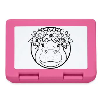 Nilpferd Blumenkranz Boho Outline Vektor - Brotdose - Pink - Vorne
