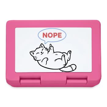 Laughing Cat Nope Middle Finger - Lunchbox - pink - Front