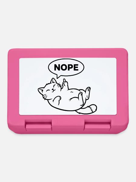 Katze Lachend Nope Outline - Brotdose - Pink