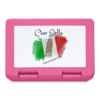 Leaning Tower on Italian Flag Brush - Lunchbox - pink - Front