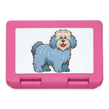 Hellblauer zotteliger Hund (Comic) - Brotdose - Pink - Vorne