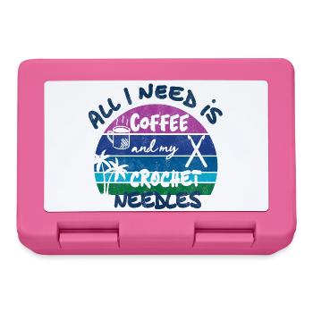 All I need is coffee and my crochet needles - Brotdose - Pink - Vorne