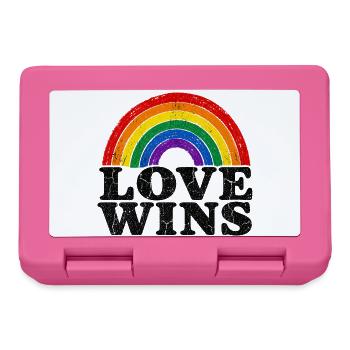 L’amour gagne Rainbow Vintage Déclaration Fierté Fans - Boîte à goûter - rose - Devant