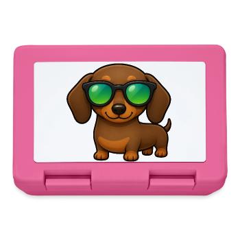 Dessin animé d’été du teckel avec des lunettes de soleil - Boîte à goûter - rose - Devant