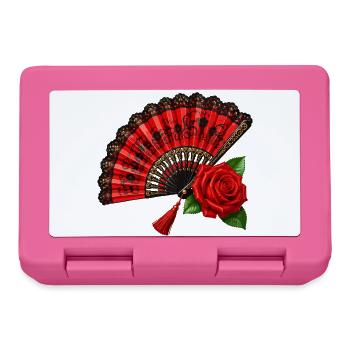 Spanischer Fächer mit Rose - Brotdose - Pink - Vorne