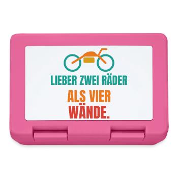 Lieber zwei Räder als vier Wände – Motorrad - Brotdose - Pink - Vorne