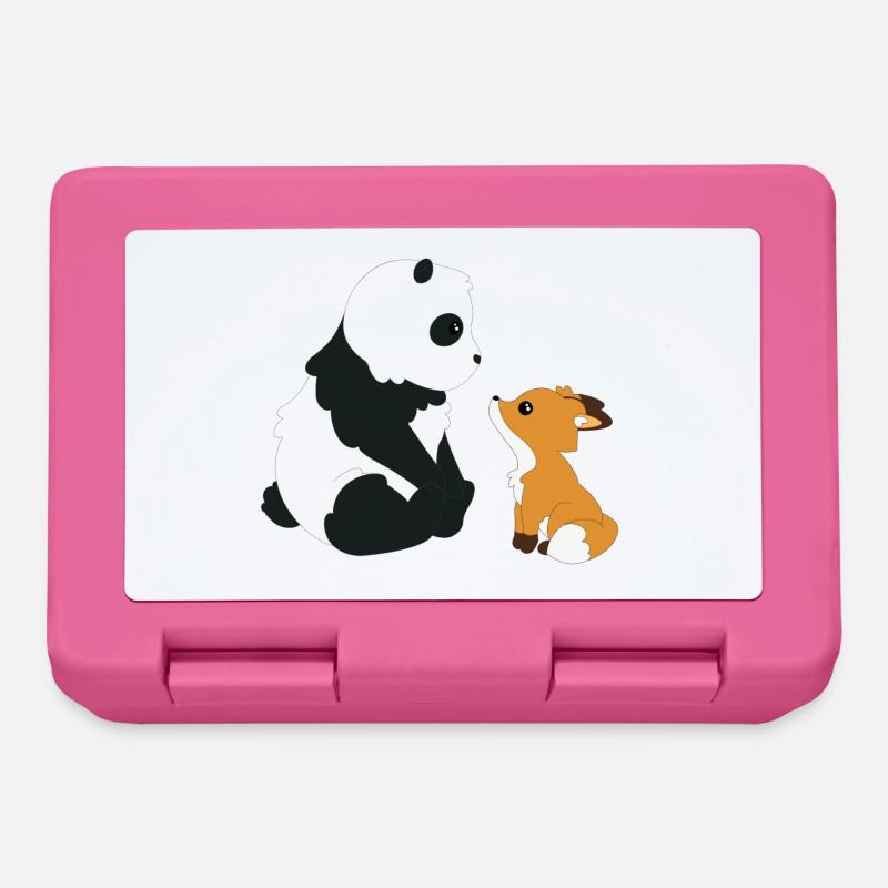 Panda und Fuchs - Brotdose - Pink