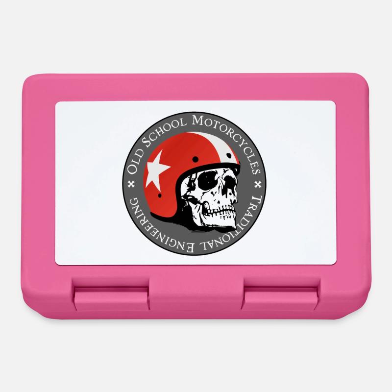 Old School Skull Moto Logo Casque Rouge - Boîte à goûter - rose