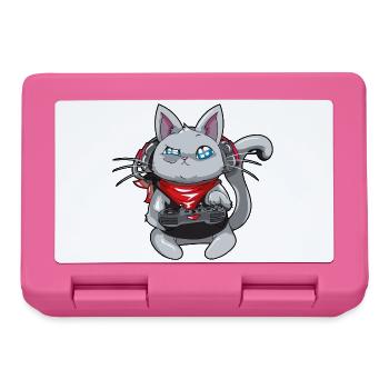 Chat avec un casque - jouer au chat - chat de gamer - Boîte à goûter - rose - Devant