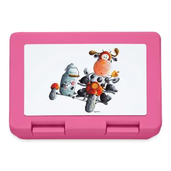 Milchexpress - Motorrad - Kuh - Cartoon - Brotdose - Pink - Vorne
