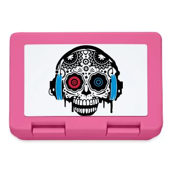 Une calavera en sucre avec un casque - Boîte à goûter - rose - Devant