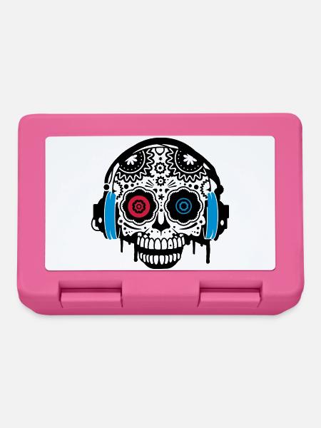 A Sugar Skull with headphones - Lunchbox - pink