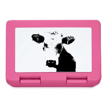 Cow Black Cow Cows Cattle Cow Head Gift - Lunchbox - pink - Front