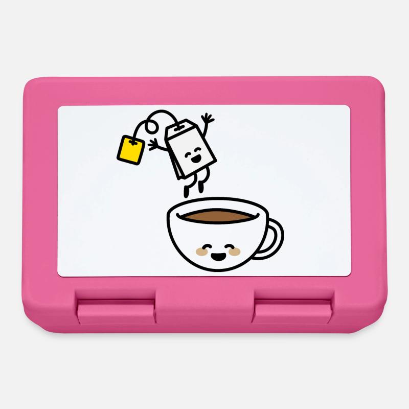 Lustige Teebeutel Teetasse glücklich Tee-Liebhaber Tee-Trinker - Brotdose - Pink