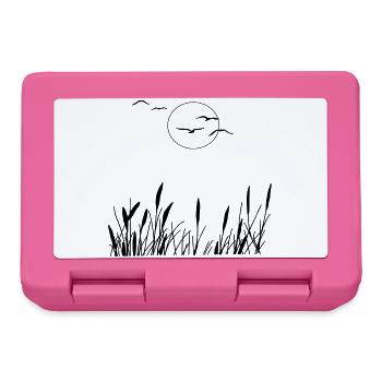 Love of nature - birds, sun, reeds - Lunchbox - pink - Front