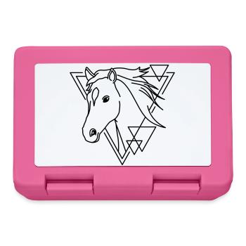 Pferd in geometrischer Form - Line-Art-Design - Brotdose - Pink - Vorne