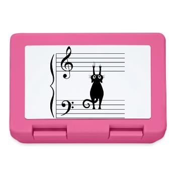 Black Cat Note Music Humor Sheet Music T Shirt - Lunchbox - pink - Front