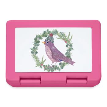 Bird with mistletoe & eucalyptus in winter mood - Lunchbox - pink - Front