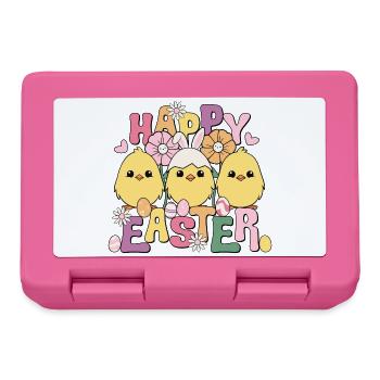 Joyeuses Pâques, Joyeuses Pâques, Poussins de Pâques, Oeufs de Pâques - Boîte à goûter - rose - Devant