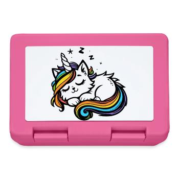 Chat licorne endormi (coloré) - Boîte à goûter - rose - Devant