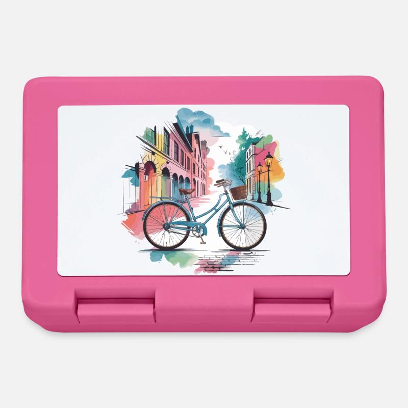 Paysage urbain pastel vélo design - Boîte à goûter - rose