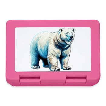 White polar bear - Lunchbox - pink - Front