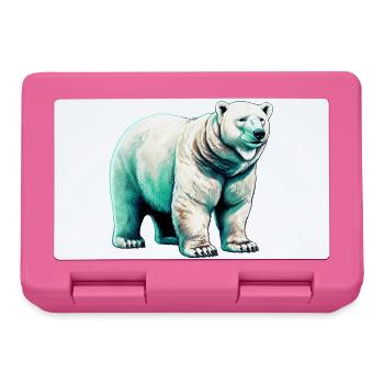 White polar bear - Lunchbox - pink - Front