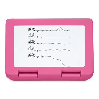 Minimal Bicycle Line Art on Black - Lunchbox - pink - Front