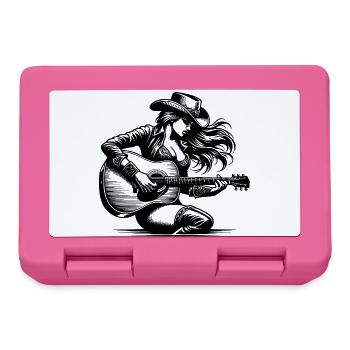 Woman with Guitar – Retro Line Art Clipart - Lunchbox - pink - Front
