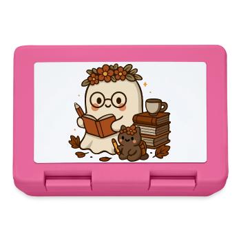 Autumnal spirit with books cute school motif - Lunchbox - pink - Front