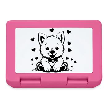 Hund T-shirt Hundebaby Hundewelpe Kinder Geschenk  - Brotdose - Pink - Vorne