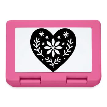 Scandinavian Heart – Nordic Folk Art Design - Lunchbox - pink - Front