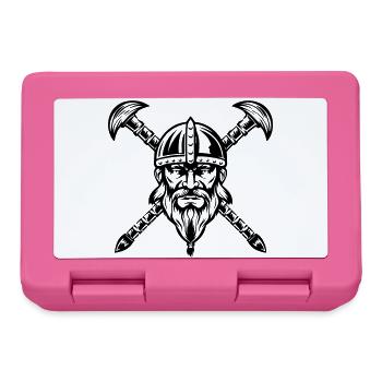 Bärtiges Wikinger-Kriegergesicht - Brotdose - Pink - Vorne