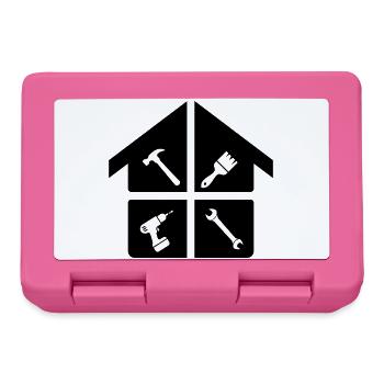 Handwerker Logo – Hammer, Bohrmaschine & Pinsel - Brotdose - Pink - Vorne