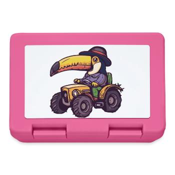 Toucan Bird Tractor Farmer - Lunchbox - pink - Front