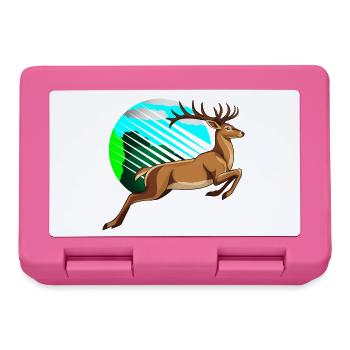 Air jumping deer in the neon circle - Lunchbox - pink - Front