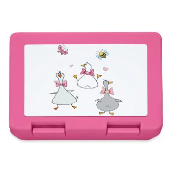 lustige Gänse mit Schmetterling und Biene  - Brotdose - Pink - Vorne
