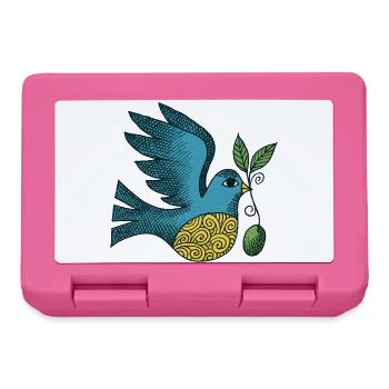 Azurblauer Vogel mit wirbelndem Bauch - Brotdose - Pink - Vorne