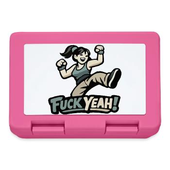 Motivierte Frau / Mädchen "Fuck Yeah" - Boîte à goûter - rose - Devant