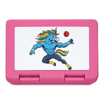 Muskulöses Regenbogen Einhorn Cricket Spieler - Brotdose - Pink - Vorne
