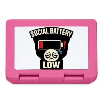 Social Battery Low Tee – urkomischer Introvertiertenhumor - Brotdose - Pink - Vorne