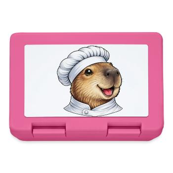Cute Capybara Chef Cartoon - Lunchbox - pink - Front